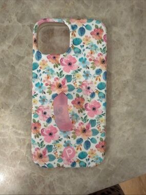 Loopy Case Floral Phone Case with Pink Grip and Teal Accents